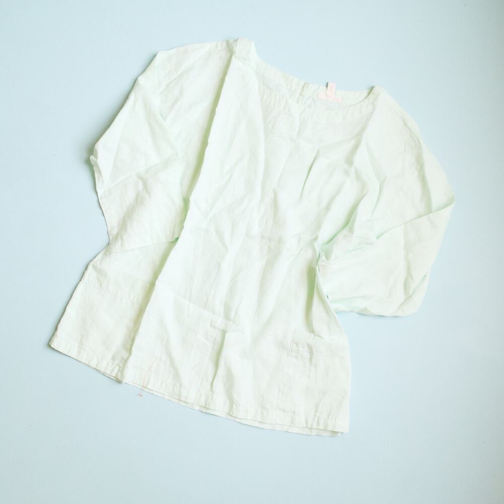 Eileen Fisher Mint Green 100% Linen Tunic Size XSmall Lagenlook Organic